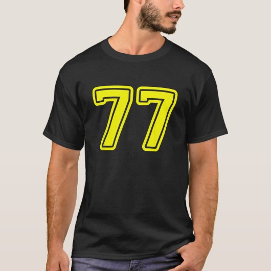 Jersey 77 Yellow Sports Team Jersey Number 77 T Sh T-Shirt (Vorderseite)