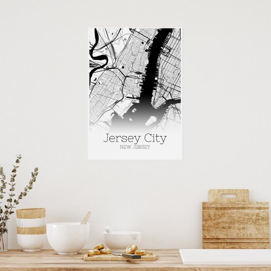 Jersey City Map - New Jersey - City Map Poster (Küche)