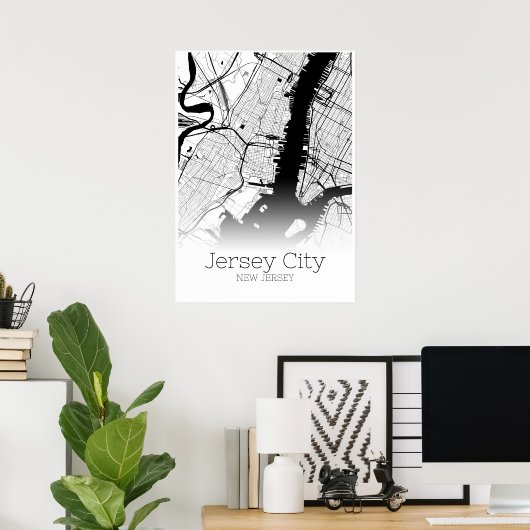 Jersey City Map - New Jersey - City Map Poster (Heimbüro)