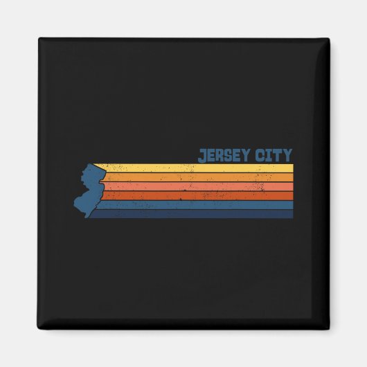 Jersey City New Jersey City Retro Magnet (Vorne)
