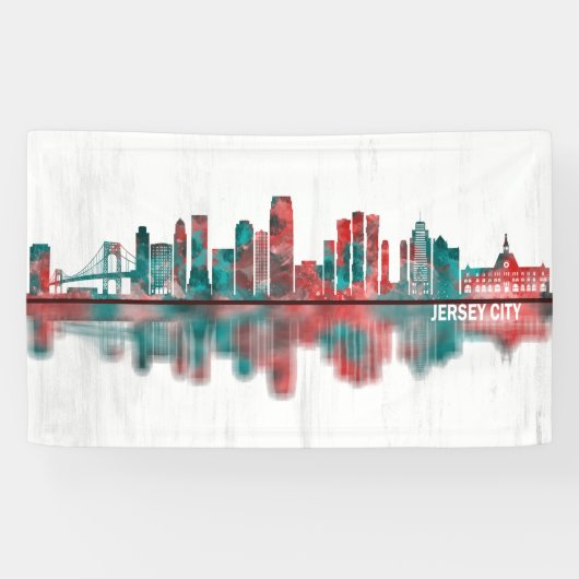 Jersey City New Jersey Skyline Banner (Horizontal)