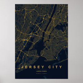 Jersey City New Jersey stilisierter Kartendruck Poster