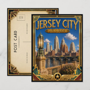 Jersey City New Jersey Vintage Art Deco Golden Age Postkarte