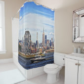 Jersey City NJ - Polizeiboot von Colgate Clock Duschvorhang (Beispiel)