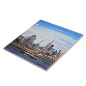 Jersey City NJ - Polizeiboot von Colgate Clock Fliese (Seite)