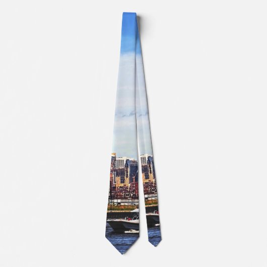 Jersey City NJ - Polizeiboot von Colgate Clock Krawatte (Vorderseite)