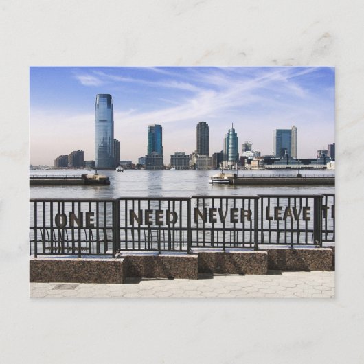 Jersey City Skyline One Need Verlass Postkarte (Vorderseite)