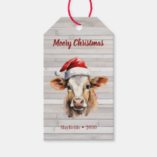 Jersey Cow, Barn Wood, "Moory Christmas" Geschenkanhänger