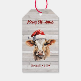 Jersey Cow, Barn Wood, "Moory Christmas" Geschenkanhänger
