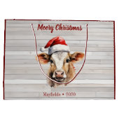 Jersey Cow Barn Wood "Moory Christmas" Große Geschenktüte (Rückseite)