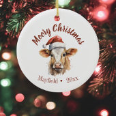 Jersey Cow, Barn Wood, "Moory Christmas" Keramik Ornament