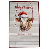 Jersey Cow Barn Wood "Moory Christmas" Mittlere Geschenktüte (Vorderseite)