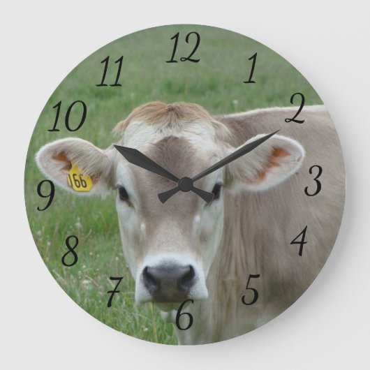 Jersey Cow Große Wanduhr (Vorderseite)