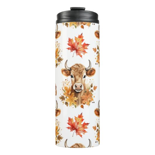 Jersey Cow Herbstlaubs Thermosbecher (Vorderseite)