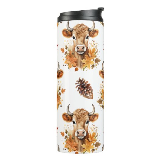 Jersey Cow Herbstlaubs Thermosbecher (Nach links gedreht)