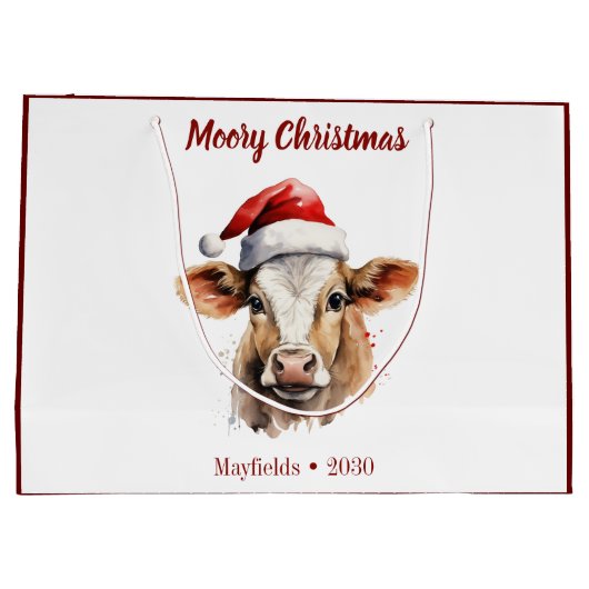 Jersey Cow "Moory Christmas" Große Geschenktüte (Rückseite)