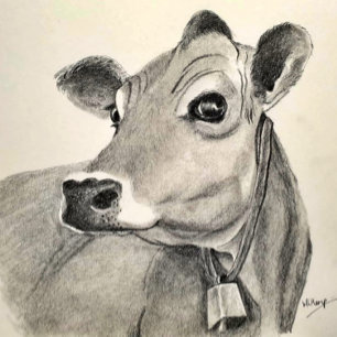 Jersey Cow Sketch Poster