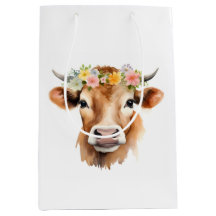 Jersey Cow Tragend Blume Floral Girl's Birthday