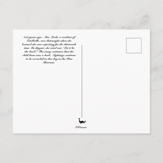 Jersey Devil Postcard Postkarte (Rückseite)