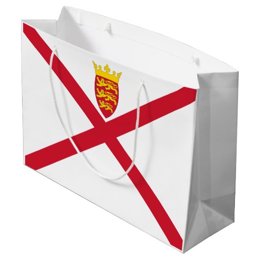 Jersey Flag Große Geschenktüte (Rückseite Schrägansicht)