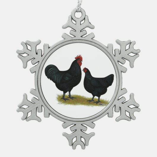 Jersey Giant Chickens Schneeflocken Zinn-Ornament (Vorderseite)