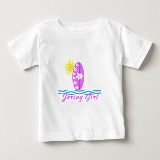 Jersey Girl Baby Bodysuit Pink Surfboard W/Sun Baby T-shirt (Vorderseite)
