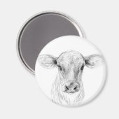 Jersey-Kuh Bleistiftzeichnung Kunst Magnet (Vorderseite/Rückseite)