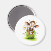 Jersey-Kuh im Gras Magnet (Vorderseite/Rückseite)