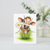 Jersey-Kuh im Gras Postkarte (Stehend Vorderseite)