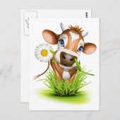 Jersey-Kuh im Gras Postkarte (Vorne/Hinten)