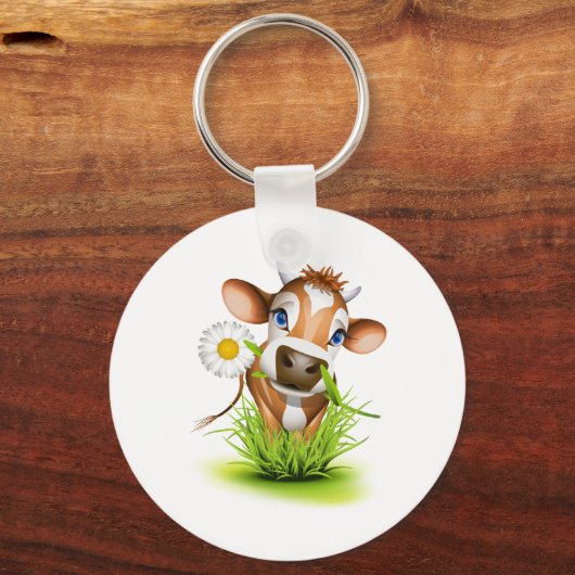 Jersey-Kuh im Gras Schlüsselanhänger (Vorderseite)