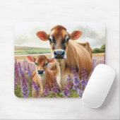 Jersey Kuh und Calf Wildblume Mousepad (Mit Mouse)