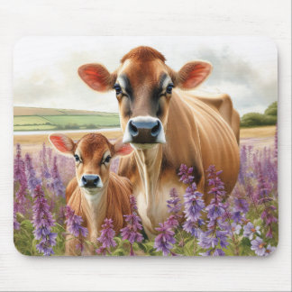 Jersey Kuh und Calf Wildblume Mousepad