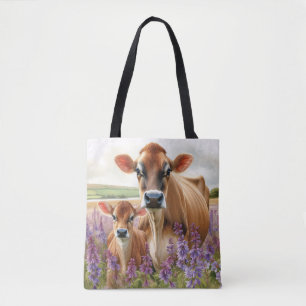 Jersey Kuh und Calf Wildblume Tasche