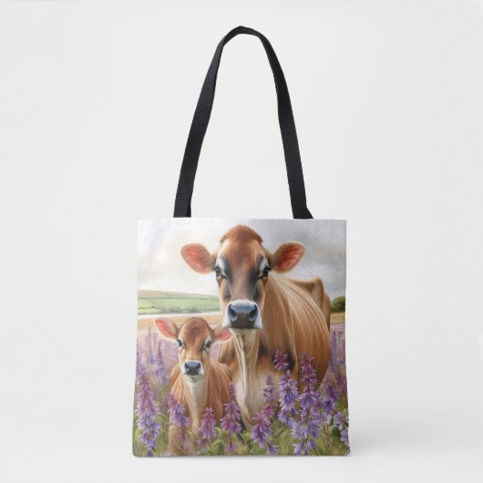 Jersey Kuh und Calf Wildblume Tasche (Vorderseite)