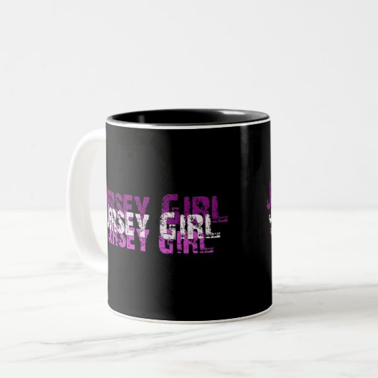 JERSEY-MÄDCHEN-Geschenke u. -grüße Zweifarbige Tasse (Vorderseite Links)
