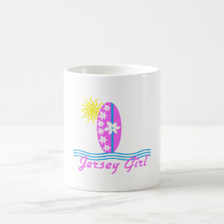 Jersey-Mädchenbaby Bodysuit-Rosa-Surfbrett W/Sun Kaffeetasse