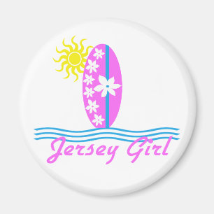 Jersey-Mädchenbaby Bodysuit-Rosa-Surfbrett W/Sun Magnet