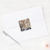 Jersey Milchkuh mit Kopf-in-Kopf-Schloss. Quadratischer Aufkleber (Umschlag)