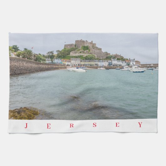 Jersey Mont Orgueil Castle Ausblick Teetuch Geschirrtuch (Horizontal)
