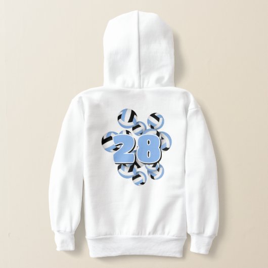 Jersey-Nummer gebündelt lt-blaue schwarze Volleyba Hoodie (AblageHinten)