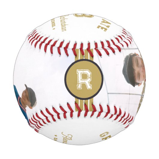 Jersey-Nummer | Gold Abschluss Monogram Baseball (Rückseite)