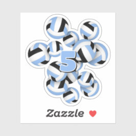 Jersey-Nummer lch blaue schwarze Volleyballs Aufkleber