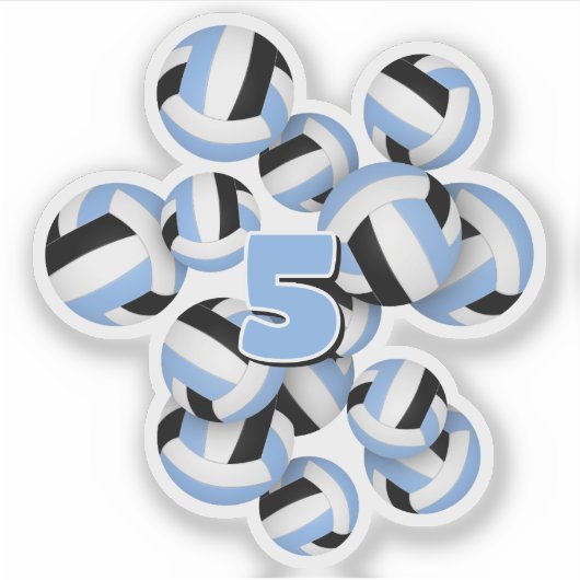 Jersey-Nummer lch blaue schwarze Volleyballs Aufkleber (Vorderseite)