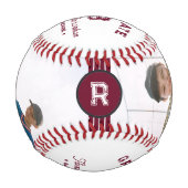Jersey-Nummer | Mongram für Burgundy Red Abschluss Baseball (Rückseite)