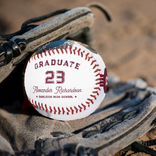 Jersey-Nummer Mongram für Burgundy Red Abschluss Baseball