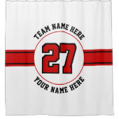 Jersey Nummer, Team, Spielername Roter Schwarzer S Duschvorhang (Vorderseite)