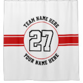 Jersey Nummer, Team und Spielername Roter Sport Duschvorhang (Vorderseite)