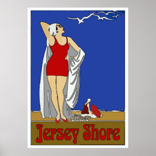 Jersey Shore Art Deco Vintag Poster