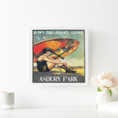 Jersey Shore Asbury Park Flapper Girl Quadratische Wanduhr (Zuhause)